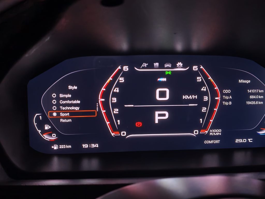 BMW F30 社外デジタルメーター Sportモード画面 Mスポーツ