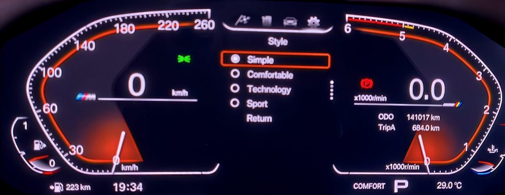 BMW F30 社外デジタルメーター Simple
モード画面